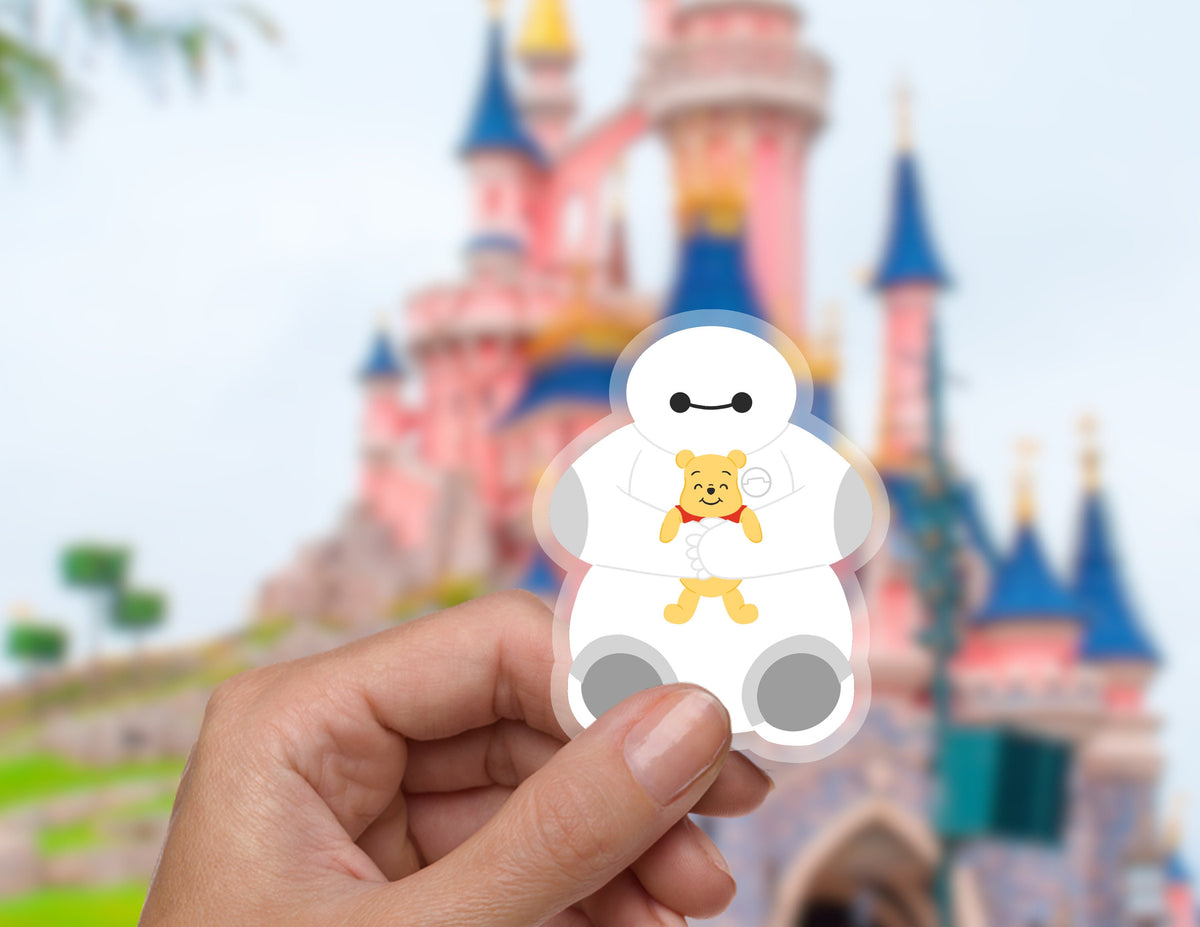 Baymax snuggles Winnie the Pooh Disney Transparent Sticker