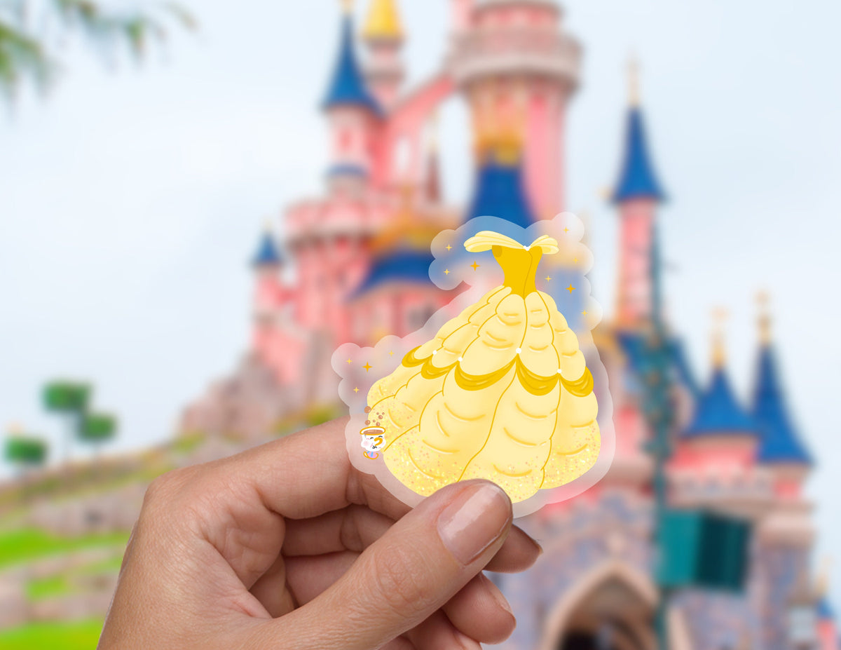 Belle Dress Disney Transparent Sticker