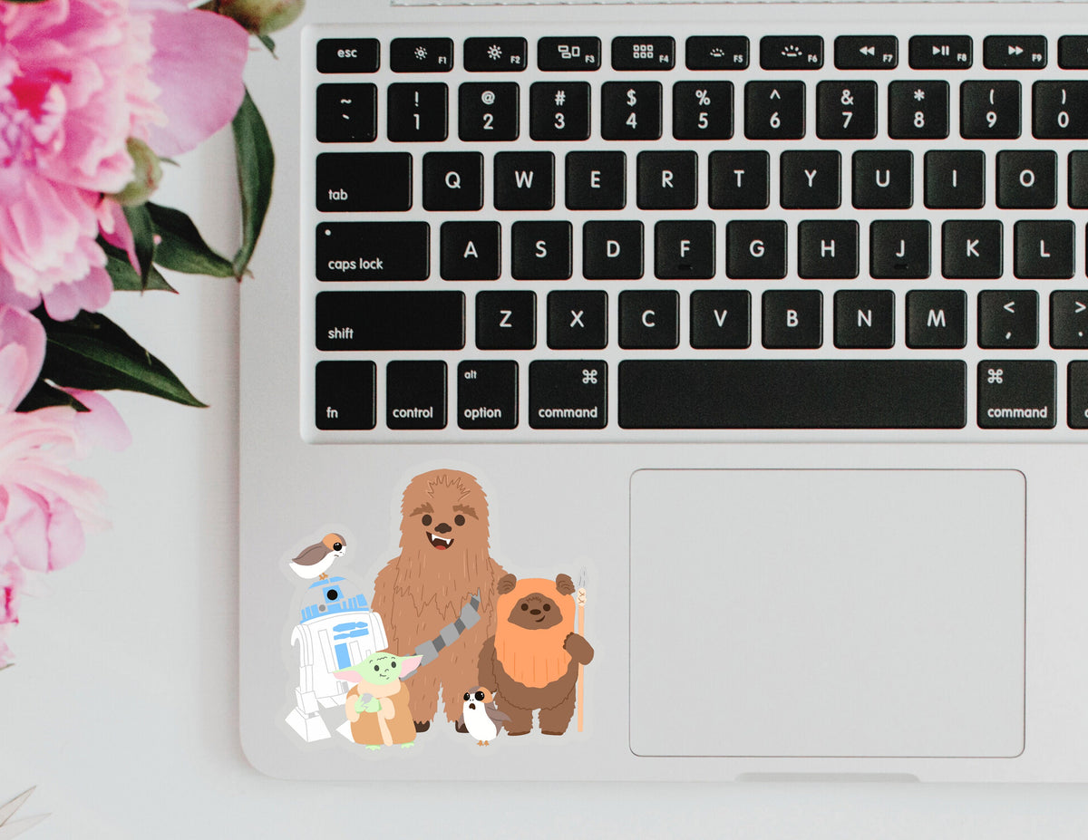 Star Wars Chewy Baby Yoda Disney Transparent Stickers