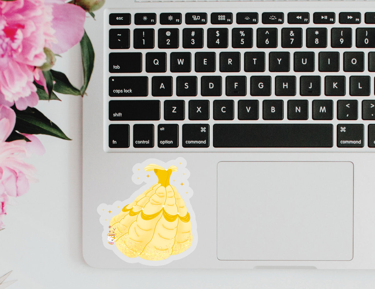 Belle Dress Disney Transparent Sticker