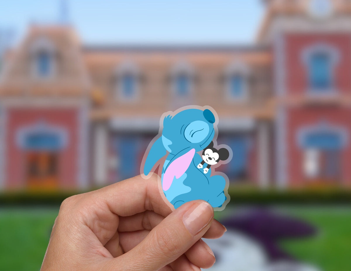 Lilo and Stitch Snuggles Mickey Disney Transparent Sticker