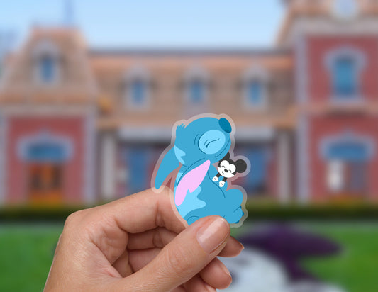 Lilo and Stitch Snuggles Mickey Disney Transparent Sticker