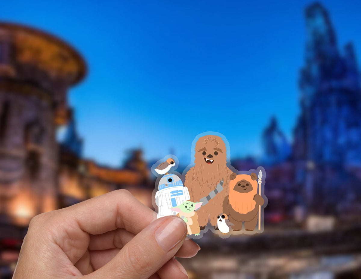 Star Wars Chewy Baby Yoda Disney Transparent Stickers