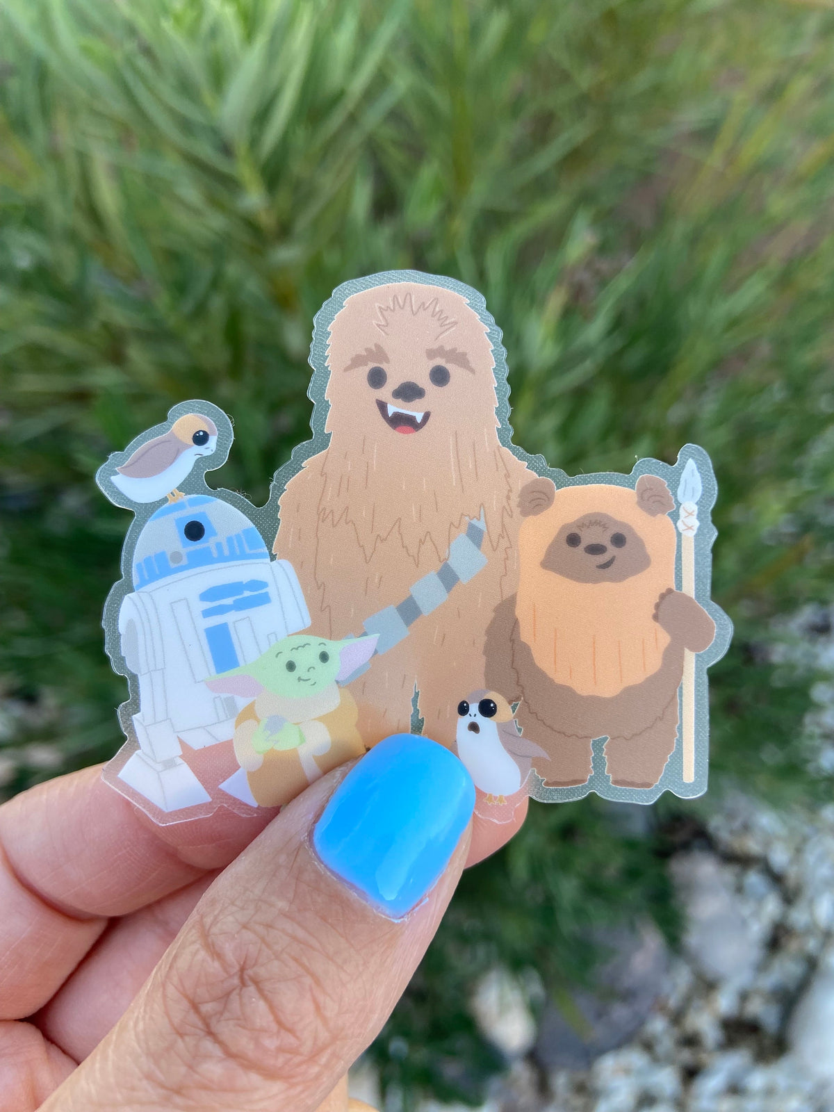 Star Wars Chewy Baby Yoda Disney Transparent Stickers