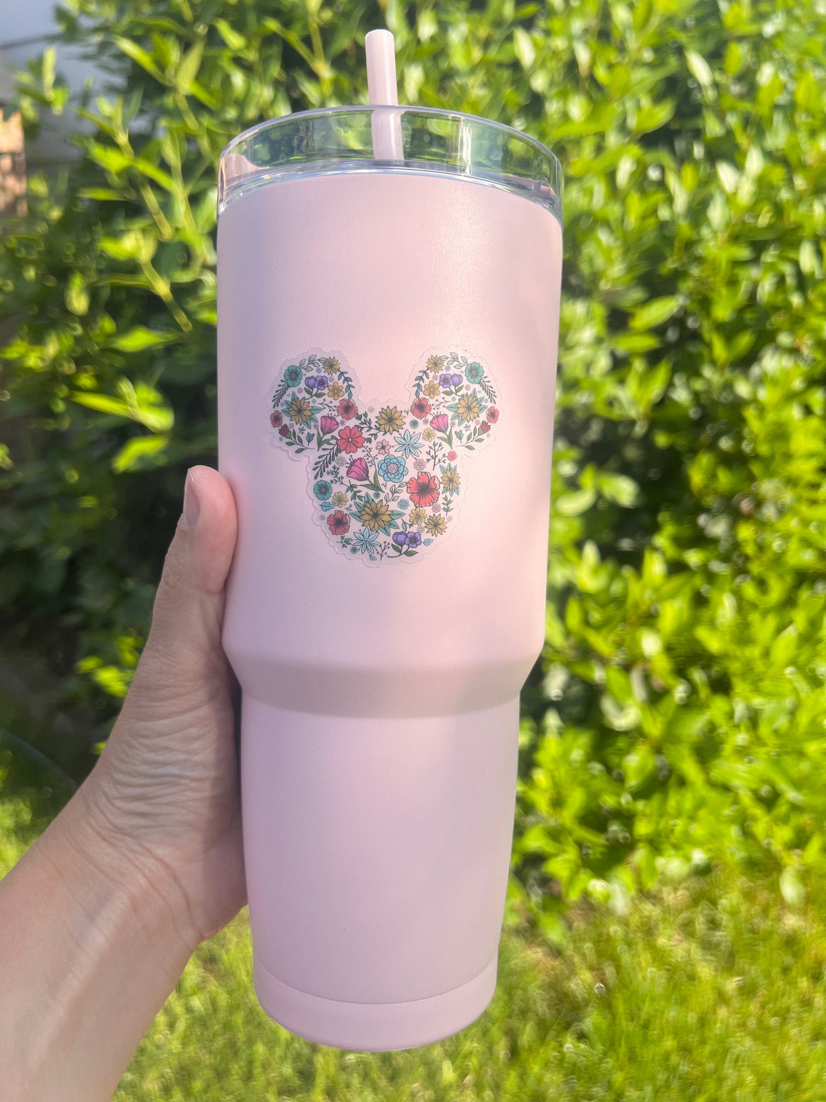 Floral Mickey Head Disney Transparent Sticker