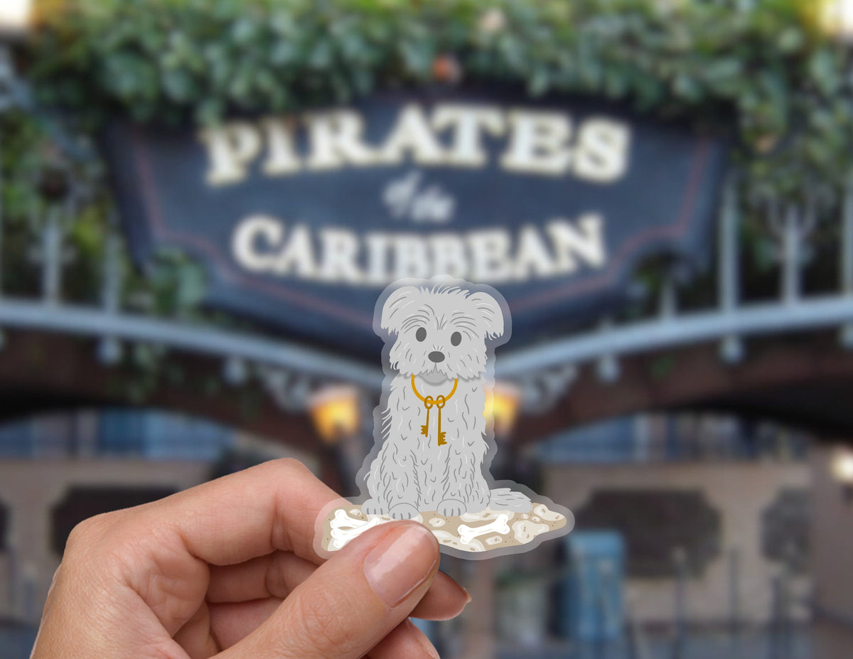 Pirates of the Carribean Dog with keys Adventureland Disney Transparent Sticker