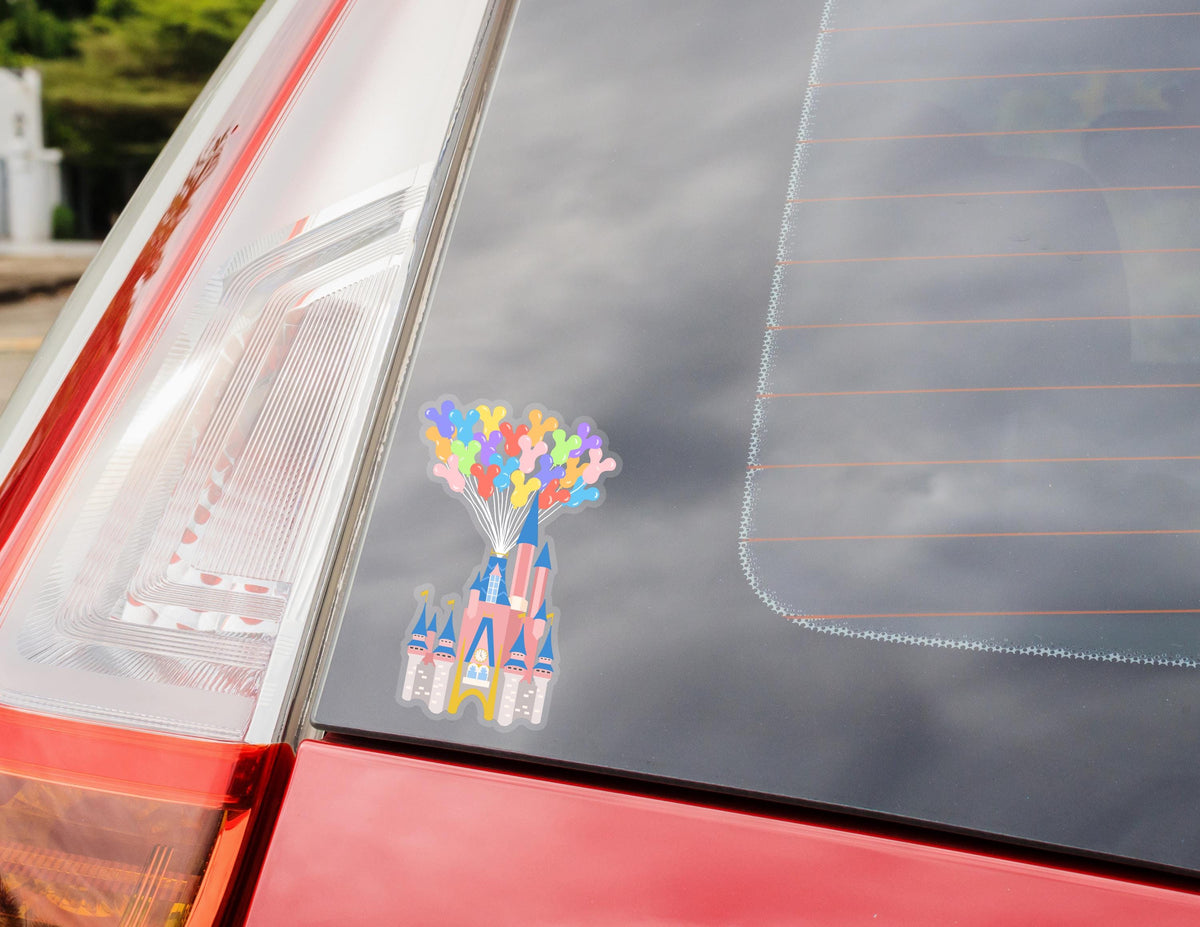 Disney Castle car sticker, disneyland, gifts, castle balloons, waterproof, weatherproof, transparent, up balloons, disney decal, princess
