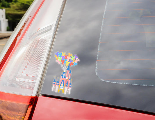Disney Castle car sticker, disneyland, gifts, castle balloons, waterproof, weatherproof, transparent, up balloons, disney decal, princess