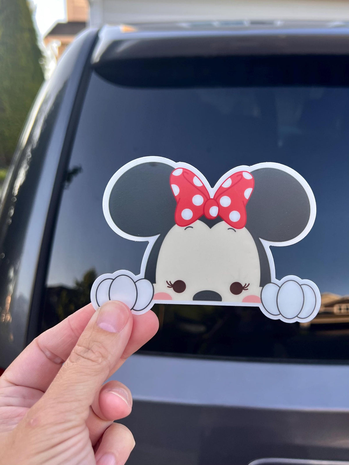 Peeking Mickey, Peeking Minnie, car sticker, disneyland, gifts, waterproof, weatherproof, transparent  disney decal, car decal, disney decal