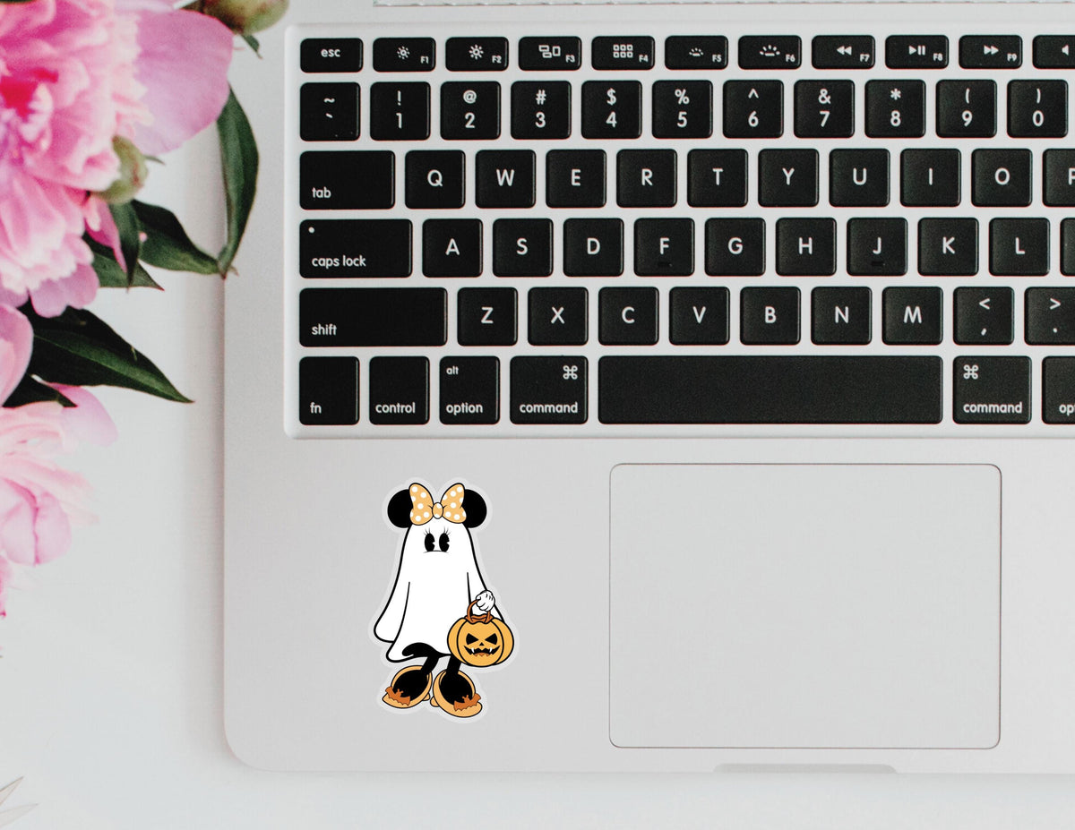 Minnie Ghost Halloween Sticker: Disneyland Water Bottle Decal
