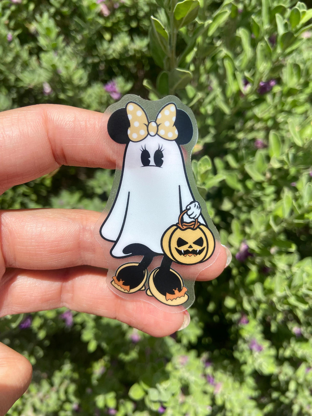 Minnie Ghost Halloween Sticker: Disneyland Water Bottle Decal