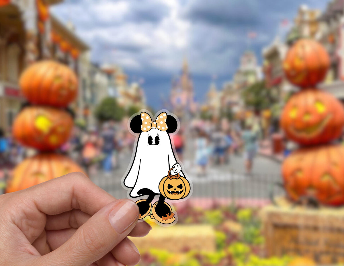 Minnie Ghost Halloween Sticker: Disneyland Water Bottle Decal