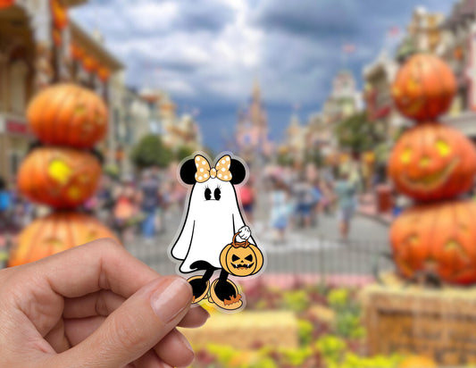 Minnie Ghost Halloween Sticker: Disneyland Water Bottle Decal